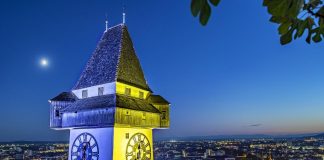 Uhrturm Graz in Europa Beleuchtung