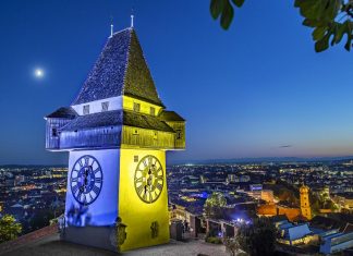 Uhrturm Graz in Europa Beleuchtung