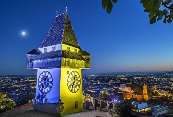 Uhrturm Graz in Europa Beleuchtung